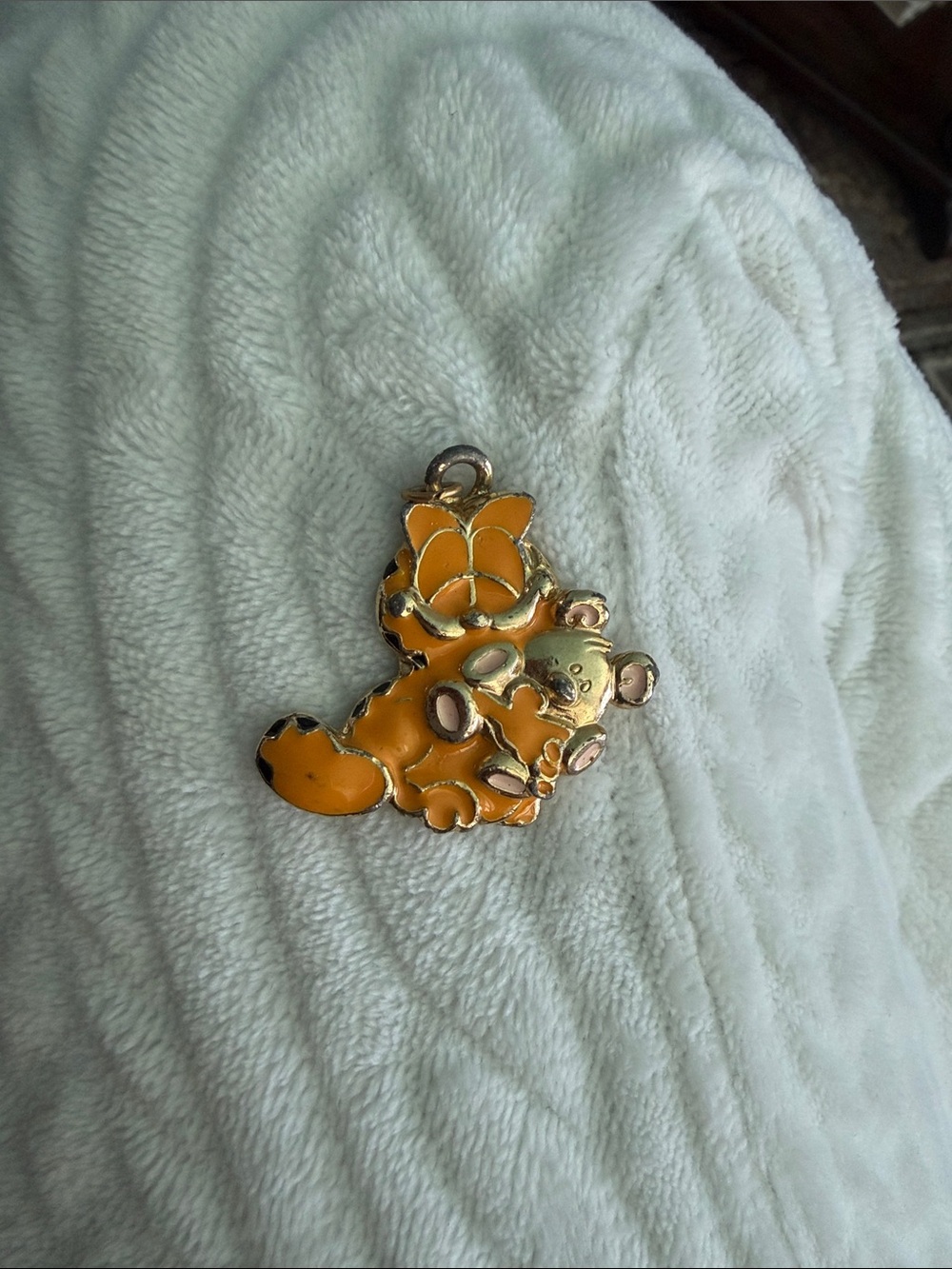 Orange Cartoon Garfield Enamel Pendant Charm